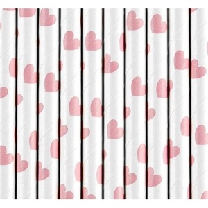 Słomki papierowe j. róż 19,5cm 10szt