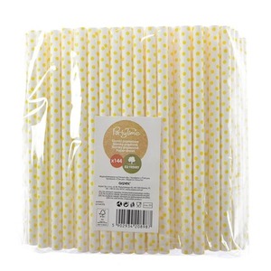 Słomki papierowe jumbo 10mm żółte 144szt