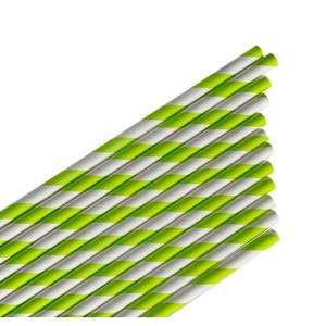 Słomki papierowe paski limonkowe 144szt