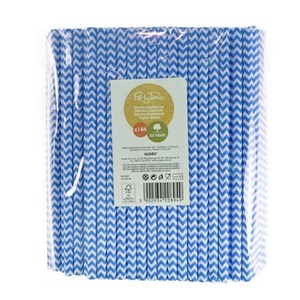 Słomki papierowe shake 8mm niebieskie 144szt