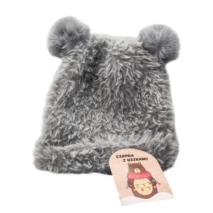 Szara czapka z uszami