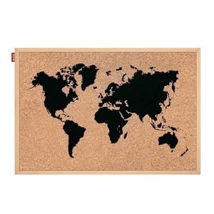 Tablica korkowa nadruk Mapa Świata 60x40cm czarna