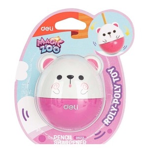 Temperówka 1 otwór z pojemnik Animals różowa