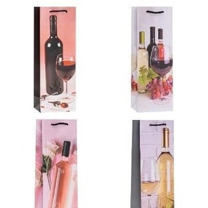 Torebka ozdobna na butelkę 12x36x9cm mix ROZETTE