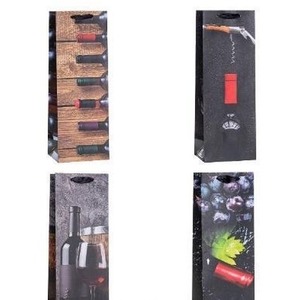 Torebka ozdobna na butelkę 12x36x9cm mix ROZETTE