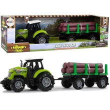 Traktor z przyczepą zielony