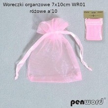 Woreczki organzowe różowe 7x10cm 10szt