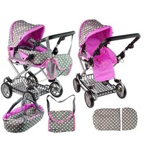 Wózek dla lalek spacerówka 2w1 różowy