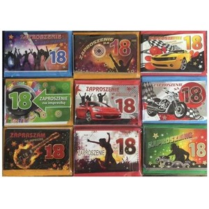 Zaproszenia 18-stka złocone (10szt)