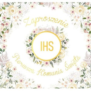 Zaproszenie KW - Komunia kielich w kwiatach 5szt