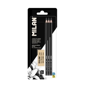 Zestaw 3 ołówków węglowych + gumka