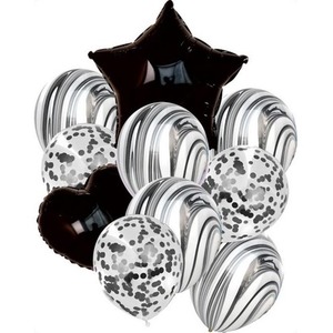 Zestaw balonów Czarna gwiazdka czarne serce 11el
