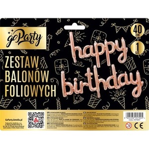 Zestaw balonów foliowych Happy Birthday rose gold