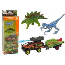 Zestaw dinozaury + auto z rakietą pomarańczową