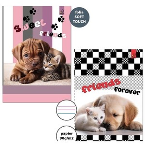 Zeszyt A4/32K 3-linie kolor 90g Psy Koty (6szt)