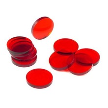 Znaczniki akryl czerwone okrągłe 22x3mm 10szt